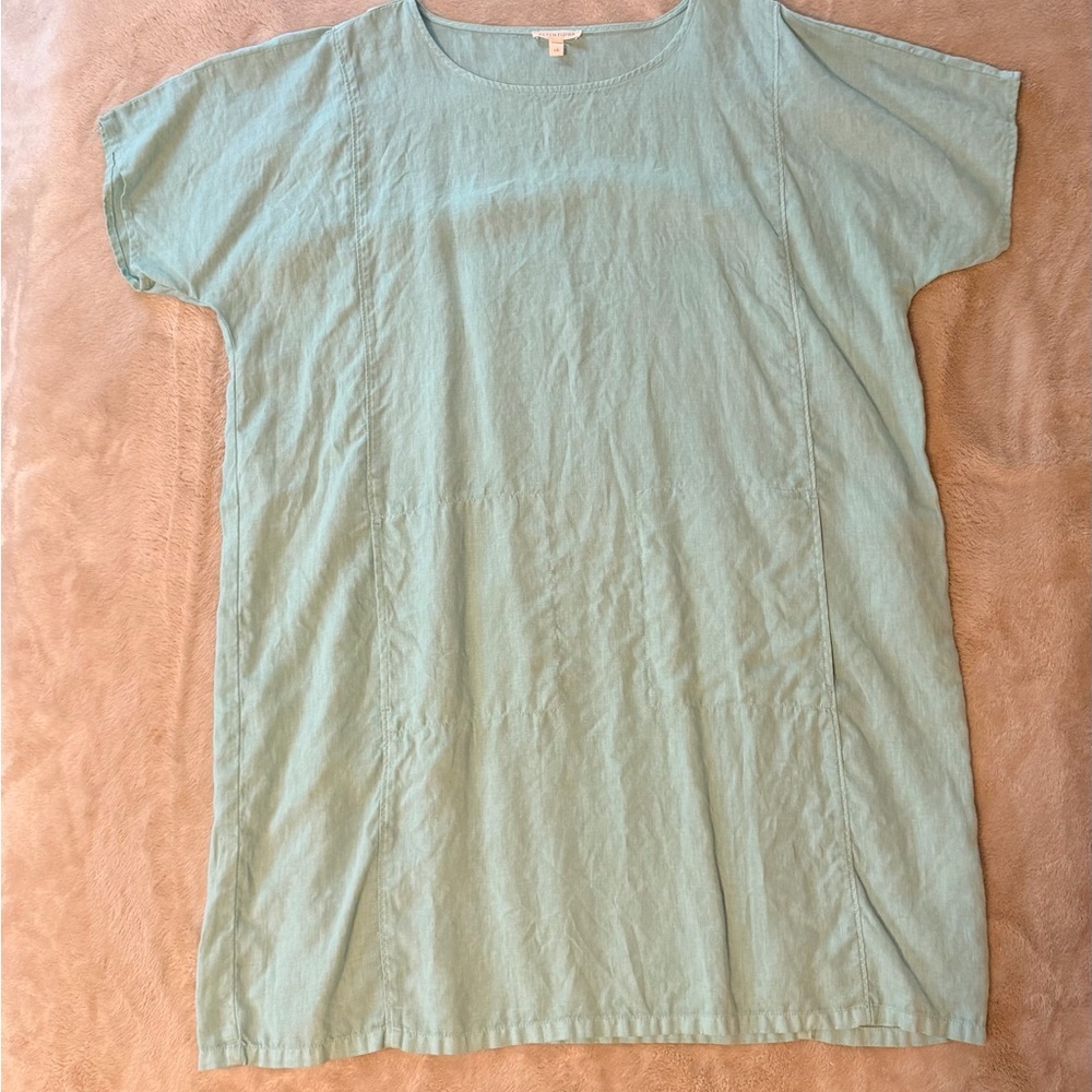 Eileen Fisher Mint Green Linen Shift Dress